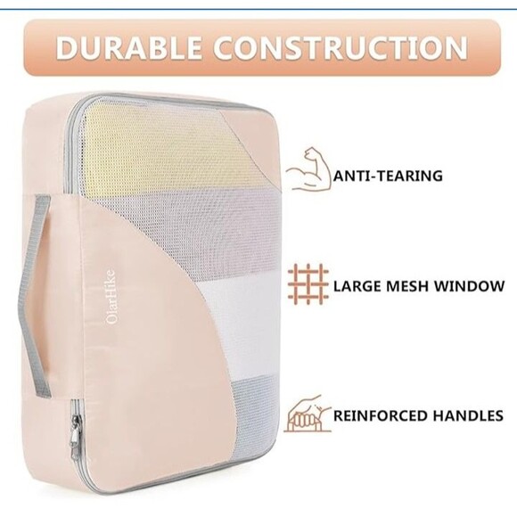 8 Set Beige Neutral Packing Cubes for Travel  Vacation Resort Anti-Tearing Case - Picture 10 of 10